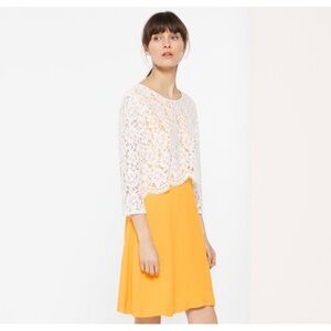 Sandro Paris Robe Jaune white lace yellow mini dress  XS